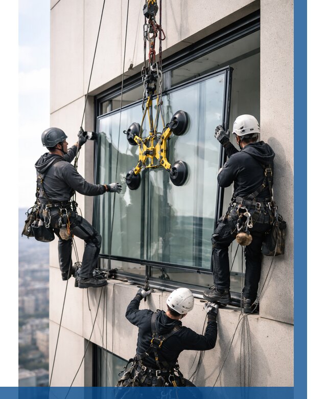 Монтаж стеклопакетов на высоте в Камышине от 3288 р. | ВЫСОТНИК-Кмш