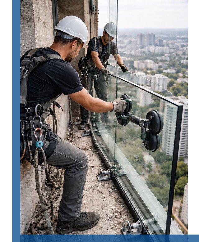 Монтаж стеклянных ограждений под ключ с гарантией в Камышине