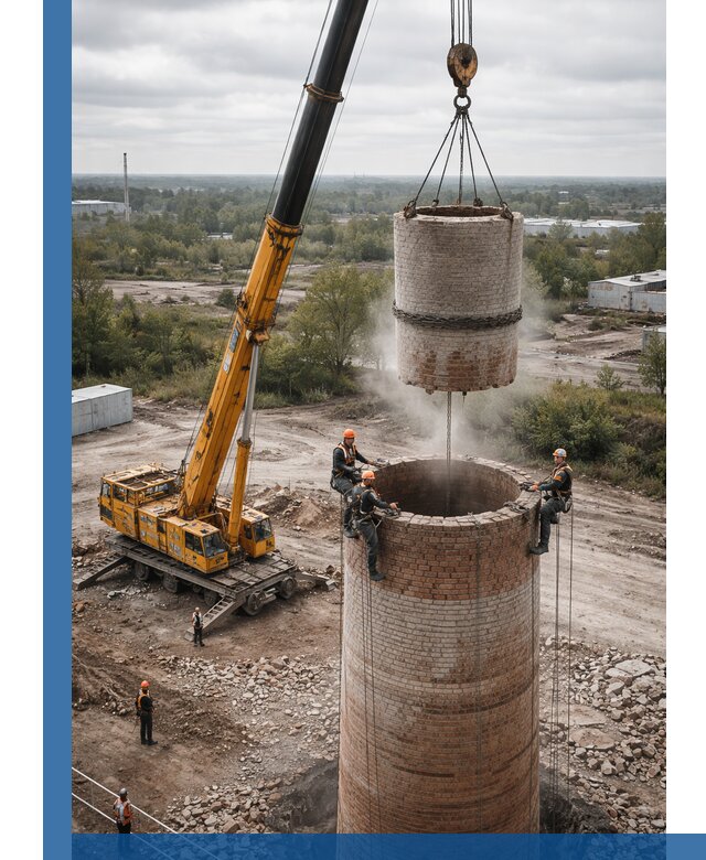 Демонтаж дымовой трубы в Камышине с гарантиями безопасности