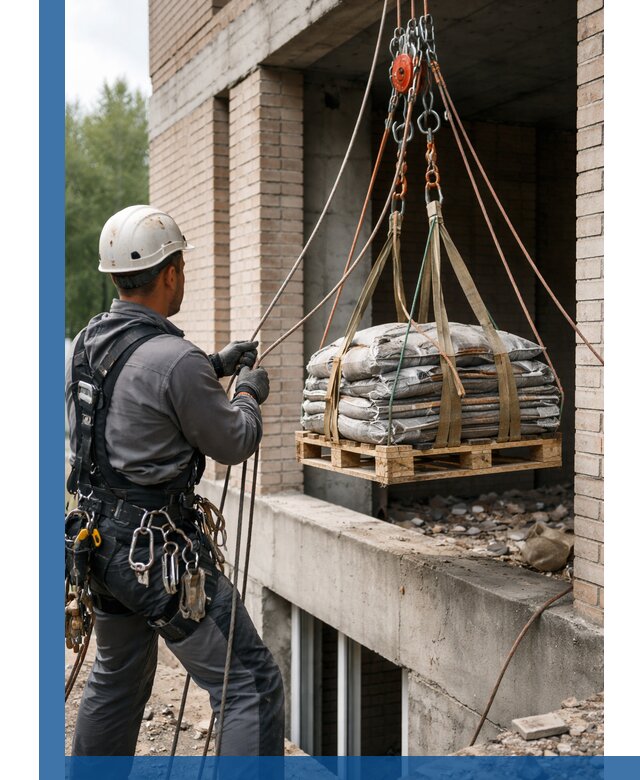 Подъем материалов на этаж веревками в Камышине оперативно