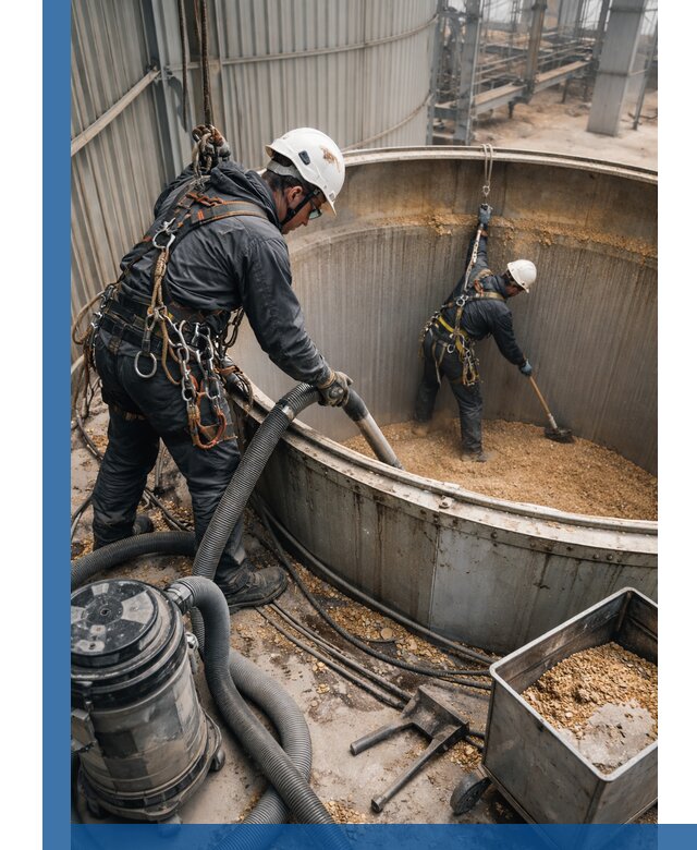 Профессиональная чистка зерновых бункеров в Камышине с выездом