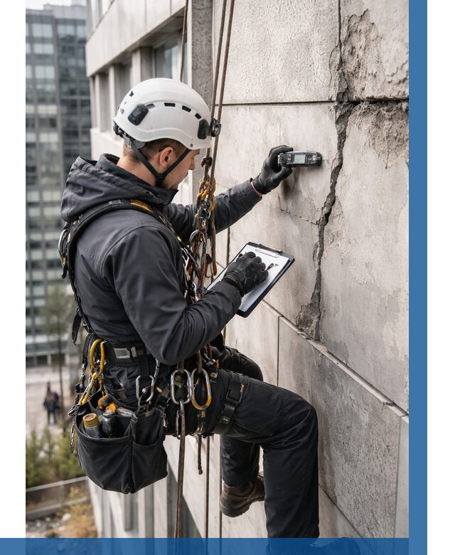 Обследование фасада альпинистами в Камышине от 123 р. | ВЫСОТНИК-Кмш