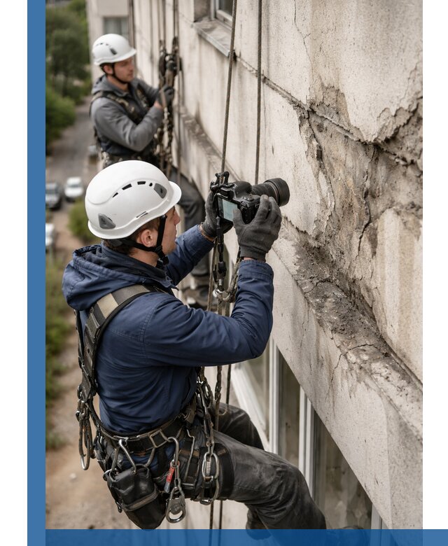 Фотофиксация дефектов фасада с высотной съемкой в Камышине