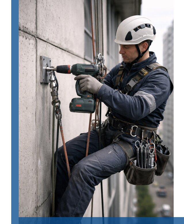 Установка анкерных точек для высотных работ в Камышине